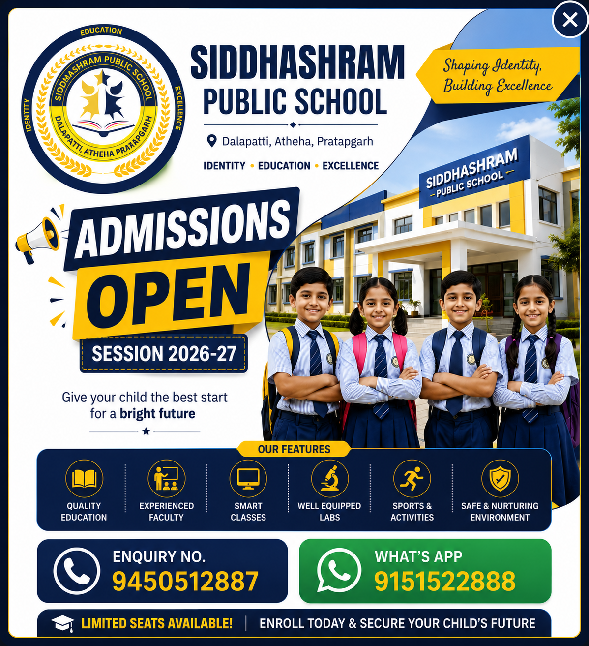Admissions Open 2026-27 - Siddhashram Public School